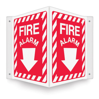Projection Safety Sign: Fire Alarm (Chevrons Graphic And Down Arrow) 90D 12" x 9" Panel 1/Each - PSP400