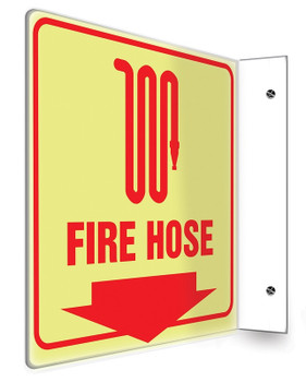 Glow-In-The-Dark Projection Sign: Fire Hose (Symbol) 90D (8" x 8" Panel) .100 PETG Lumi-Glow Plastic 1/Each - PSP461