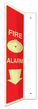 Glow-In-The-Dark Projection Sign: Fire Alarm (Arrow) 90D 24" x 4" Panel .100 PETG Lumi-Glow Plastic 1/Each - PSP716