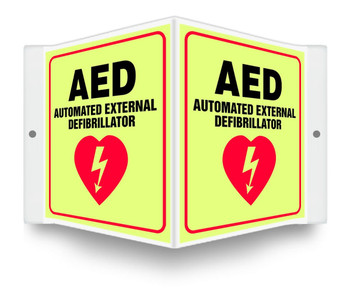 Glow Projection Sign: AED - Automated External Defibrillator .100 PETG Lumi-Glow Plastic - PSP861