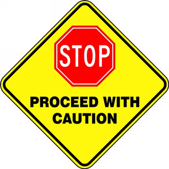 Slip-Gard Diamond Floor Sign: Stop - Proceed With Caution Slip-Gard - PSR430