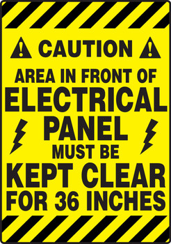 Slip-Gard ANSI Caution Border Floor Sign: Area In Front Of Electrical Panel Must Be Kept Clear For 36 Inches 20" x 14" - PSR640