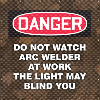 ONE-WAY Printed Welding Screens: Do Not Watch Arc Welder At Work - The Light May Blind You 6-FT x 8-FT / - PWD122RD