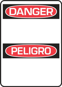 Bilingual Contractor Preferred OSHA Danger Safety Sign: (blank) 10" x 14" Adhesive Vinyl (3.5 mil) 1/Each - SBERBH207CS