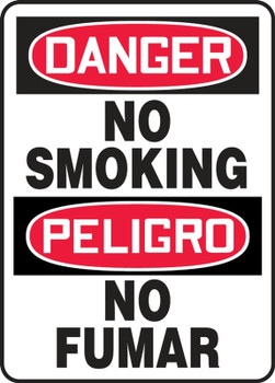 Bilingual Contractor Preferred OSHA Danger Safety Sign: No Smoking 10" x 14" Aluminum SA 1/Each - SBESMK133CA