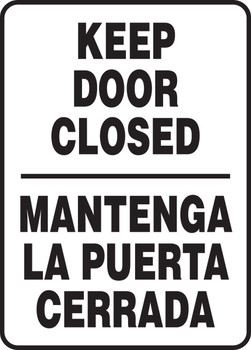 Bilingual Safety Sign: Keep Door Closed 14" x 10" Plastic 1/Each - SBMABR500VP