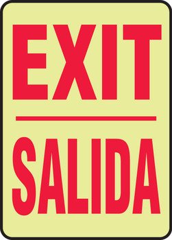 Bilingual Safety Sign: Exit/Salida 14" x 10" Lumi-Glow Flex - SBMADC501GF