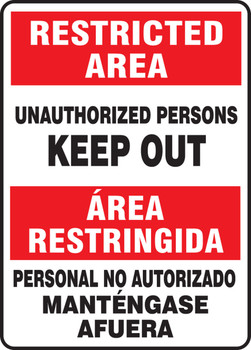 Bilingual Restricted Area Safety Sign: Unauthorized Persons Keep Out 20" x 14" Accu-Shield 1/Each - SBMADC521XP
