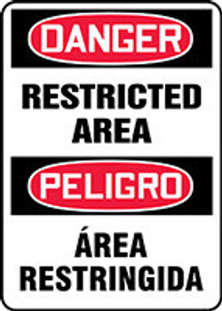 Bilingual OSHA Danger Safety Sign: Restricted Area 20" x 14" Dura-Fiberglass 1/Each - SBMADM137XF