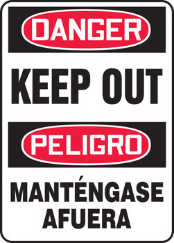 Bilingual OSHA Danger Safety Sign: Keep Out 20" x 14" Plastic 1/Each - SBMADM147VP