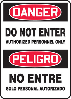 Bilingual OSHA Danger Safety Sign: Do Not Enter 20" x 14" Adhesive Vinyl 1/Each - SBMADM158VS