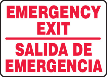 Bilingual Safety Sign: Emergency Exit 10" x 14" Aluminum 1/Each - SBMADM510MVA