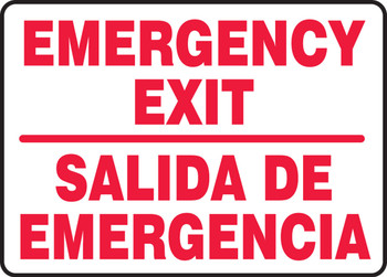 Bilingual Safety Sign: Emergency Exit 10" x 14" Adhesive Vinyl 1/Each - SBMADM510MVS