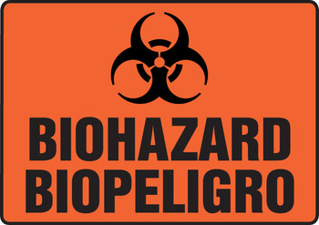 Bilingual Safety Sign: Biohazard 10" x 14" Adhesive Dura-Vinyl 1/Each - SBMBHZ530MXV