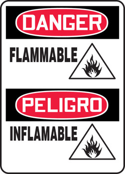 Bilingual OSHA Danger Safety Sign: Flammable 14" x 10" Plastic 1/Each - SBMCHG046VP