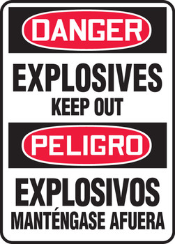 Bilingual OSHA Danger Safety Sign: Explosives - Keep Out 14" x 10" Dura-Plastic 1/Each - SBMCHL042XT