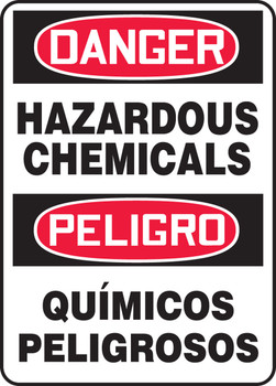 OSHA Danger Bilingual Safety Sign: Hazardous Chemicals / Químicos Peligrosos 14" x 10" Aluma-Lite 1/Each - SBMCHL092XL