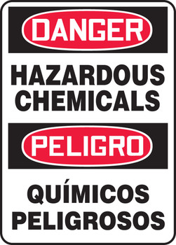 OSHA Danger Bilingual Safety Sign: Hazardous Chemicals / Químicos Peligrosos 14" x 10" Adhesive Dura-Vinyl 1/Each - SBMCHL092XV