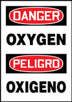 Bilingual OSHA Danger Safety Sign: Oxygen 14" x 10" Aluminum 1/Each - SBMCHL170VA