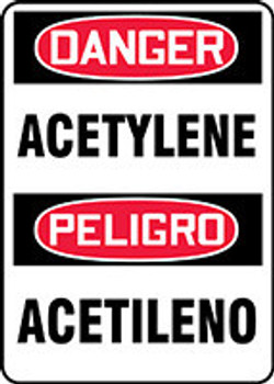 Bilingual OSHA Danger Safety Sign: Acetylene 14" x 10" Adhesive Dura-Vinyl 1/Each - SBMCHL174XV