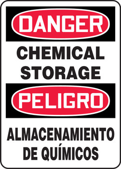 OSHA Danger Bilingual Safety Sign: Chemical Storage 14" x 10" Plastic - SBMCHL192VP