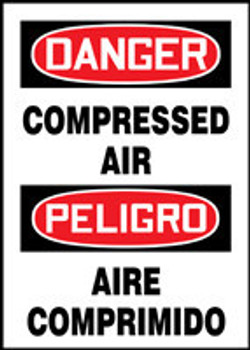 Bilingual OSHA Danger Safety Sign: Compressed Air 14" x 10" Dura-Plastic 1/Each - SBMCPG004XT
