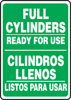 Bilingual Safety Sign: Full Cylinders - Ready For Use 14" x 10" Aluminum 1/Each - SBMCPG525VA