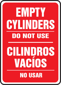 Bilingual Safety Sign: Empty Cylinders Do Not Use 14" x 10" Accu-Shield 1/Each - SBMCPG526XP