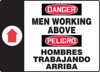 Bilingual OSHA Danger Safety Sign: Men Working Above 10" x 14" Plastic - SBMCRT016VP