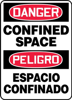 Bilingual OSHA Danger Safety Sign: Confined Space 14" x 10" Adhesive Vinyl - SBMCSP002VS