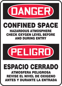 Bilingual OSHA Danger Safety Sign: Confined Space Hazardous Atmosphere 14" x 10" Aluminum 1/Each - SBMCSP078VA