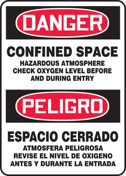 Bilingual OSHA Danger Safety Sign: Confined Space Hazardous Atmosphere 14" x 10" Accu-Shield 1/Each - SBMCSP078XP