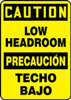 Bilingual OSHA Caution Safety Sign: Low Headroom 20" x 14" Aluma-Lite 1/Each - SBMECR621XL