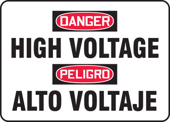 Bilingual OSHA Danger Safety Sign: High Voltage 10" x 14" Dura-Fiberglass 1/Each - SBMELC114MXF