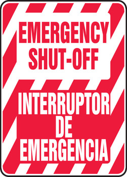 Bilingual Safety Sign: Emergency Shut Off Bilingual - Spanish/English 14" x 10" Aluma-Lite 1/Each - SBMELC518XL