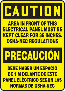 BILINGUAL SAFETY SIGN - SPANISH 14" x 10" Adhesive Dura-Vinyl - SBMELC625XV