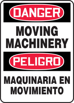 Bilingual OSHA Danger Safety Sign - Moving Machinery 14" x 10" Plastic 1/Each - SBMEQM060VP