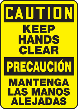 Bilingual OSHA Caution Safety Sign - Keep Hands Clear 14" x 10" Dura-Plastic 1/Each - SBMEQM623XT