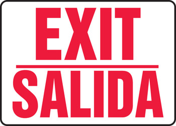 Bilingual Safety Sign: Exit/Salida 10" x 14" Plastic 1/Each - SBMEXT906MVP