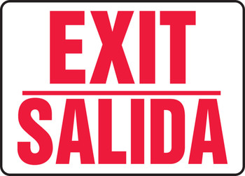 Bilingual Safety Sign: Exit/Salida 14" x 20" Aluminum 1/Each - SBMEXT907MVA