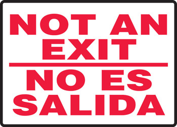 Bilingual Safety Sign: Not An Exit/No Es Salida 10" x 14" Plastic - SBMEXT911MVP