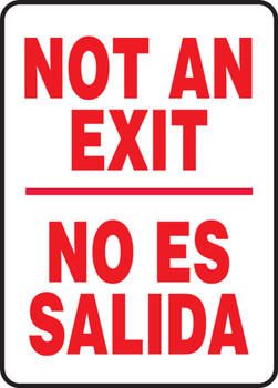 Bilingual Spanish Safety Sign - Not An Exit / No Es Salida 14" x 10" Aluma-Lite 1/Each - SBMEXT911XL