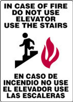 Bilingual Safety Sign: In Case Of Fire Do Not Use Elevator - Use The Stairs (Graphic) 14" x 10" Accu-Shield 1/Each - SBMEXT913XP