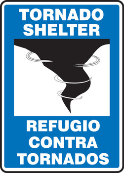 Bilingual Safety Sign: Tornado Shelter 24" x 18" Aluminum 1/Each - SBMFEX552VA