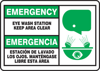 Bilingual Emergency Safety Sign: Eye Wash Station - Keep Area Clear 7" x 10" Accu-Shield 1/Each - SBMFSD928MXP