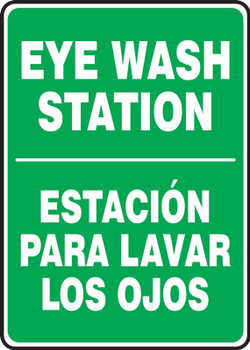 Bilingual Safety Sign: Eye Wash Station 14" x 10" Plastic 1/Each - SBMFSD988VP
