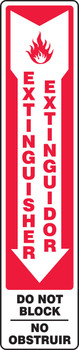 Bilingual Safety Sign: Extinguisher - Do Not Block 18" x 4" Aluminum - SBMFXG934VA