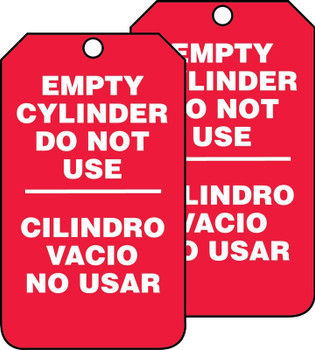 Cylinder Status Bilingual Safety Tag: Empty Cylinder Do Not Use PF-Cardstock - SBMGT202CTP
