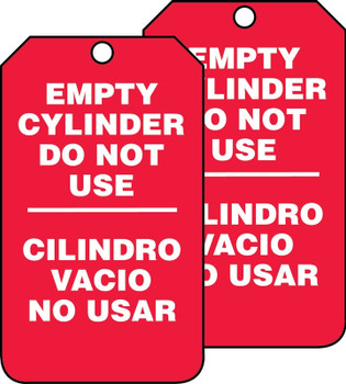 Cylinder Status Bilingual Safety Tag: Empty Cylinder Do Not Use RP-Plastic 5/Pack - SBMGT202PTM