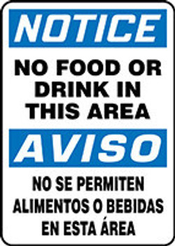 Spanish Bilingual OSHA Notice Safety Sign: No Food Or Drink In This Area 20" x 14" Accu-Shield 1/Each - SBMHSK844XP